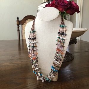 Multi-strand Gemstone Necklace Boho Style Vintage